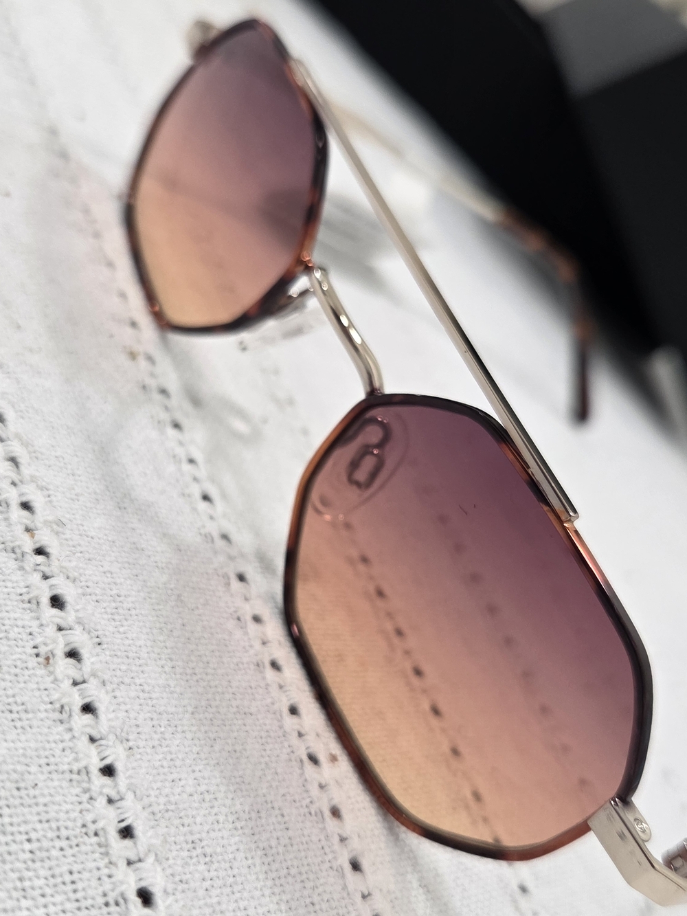 Brown Gradient Octagonal Sunglasses Carolina Lemke Unisex